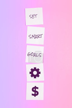 Photo for Conceptual caption Set Smart Goals, Business overview Establish achievable objectives Make good business plans - Royalty Free Image