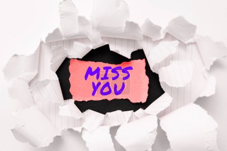 Photo for Text caption presenting Miss You, Business approach Longing for an important person in your life for a period of time - Royalty Free Image