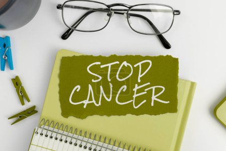 Téléchargez les photos : Texte manuscrit Stop Cancer, Business approach Pratique consistant à prendre des mesures actives pour réduire le taux de cancer - en image libre de droit