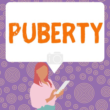Téléchargez les photos : Inspiration montrant le signe Puberté, Concept signifiant la période de devenir le premier capable de se reproduire sexuellement - en image libre de droit