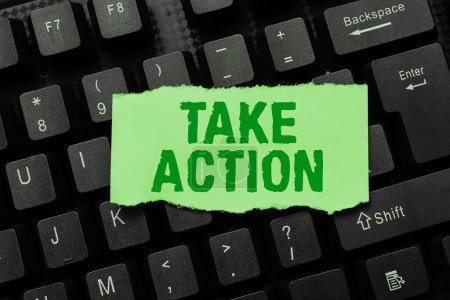 Foto de Escribir mostrando texto Take Action, Conceptual photo aconseja a alguien que haga algo o reaccione ahora mismo - Imagen libre de derechos