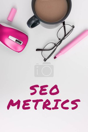 Photo for Conceptual caption Seo Metrics, Business overview measure the performance of website for organic search results - Royalty Free Image