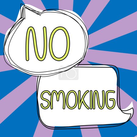 Foto de Cartel que muestra No Smoking, Visión general de negocios usando tabaco está prohibido en este lugar - Imagen libre de derechos