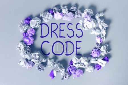Photo for Text caption presenting Dress Code, Internet Concept an accepted way of dressing for a particular occasion or group - Royalty Free Image