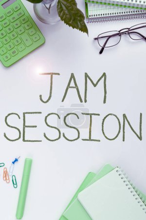 Photo for Handwriting text Jam Session, Business idea impromptu performance by a group of musicians - Royalty Free Image