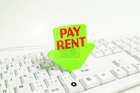 Foto de Leyenda conceptual Pay Rent, Visión general del negocio Para pagar dinero a cambio del uso de otra persona propiedad - Imagen libre de derechos
