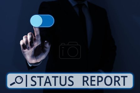 Photo for Handwriting text Status Report, Conceptual photo Update Summary of situations as of a period of time - Royalty Free Image