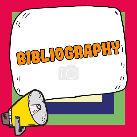 Téléchargez les photos : Signe d'écriture Bibliographie, Business présente une liste d'écrits relatifs à un sujet, une période ou un auteur particulier - en image libre de droit