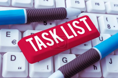 Foto de Firma que muestra la Lista de tareas, Word Written on Planification reminder grupo de actividades que deben realizarse - Imagen libre de derechos
