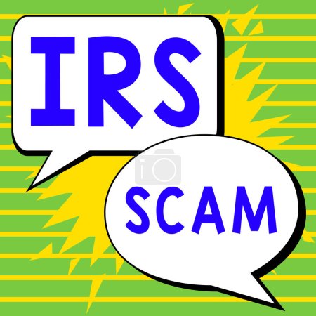 Téléchargez les photos : Inspiration montrant le signe Irs Scam, Concept signifiant contribuables ciblés en prétendant être l'Internal Revenue Service - en image libre de droit