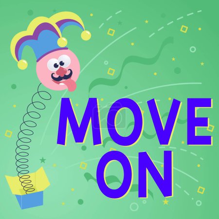 Téléchargez les photos : Légende du texte présentant Move On, Concept d'entreprise pour quitter l'endroit où vous séjournez et aller ailleurs - en image libre de droit