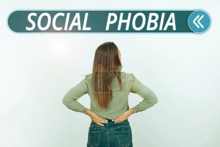 Photo for Conceptual caption Social Phobia, Concept meaning overwhelming fear of social situations that are distressing - Royalty Free Image
