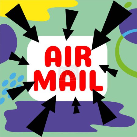 Foto de Señal de texto que muestra Correo Aéreo, Palabra Escrito en las bolsas de cartas y paquetes que son transportados por avión - Imagen libre de derechos