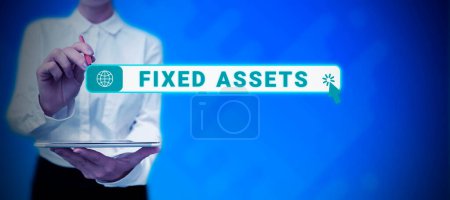 Photo for Text sign showing Fixed Assets, Business idea long-term tangible piece of property or equipment a firm owns - Royalty Free Image