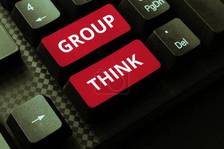 Photo for Text sign showing Group Think, Word Written on gather either formally or informally to bring up ideas - Royalty Free Image