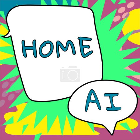 Photo for Sign displaying Home Ai, Business idea home solution that enables automating the bulk of electronic - Royalty Free Image
