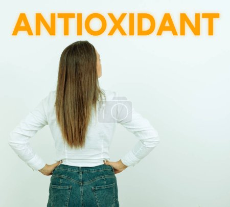 Photo for Text caption presenting Antioxidant, Concept meaning a substance that inhibits oxidation or reactions by oxygen - Royalty Free Image