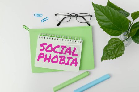 Photo for Conceptual caption Social Phobia, Word for overwhelming fear of social situations that are distressing - Royalty Free Image