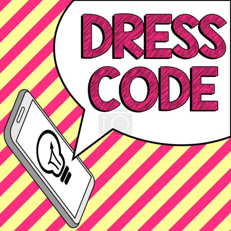 Foto de Leyenda conceptual Código de vestimenta, escaparate de negocios una forma aceptada de vestir para una ocasión o grupo en particular - Imagen libre de derechos