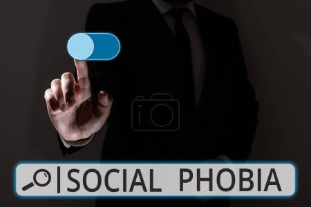 Photo for Conceptual caption Social Phobia, Business overview overwhelming fear of social situations that are distressing - Royalty Free Image
