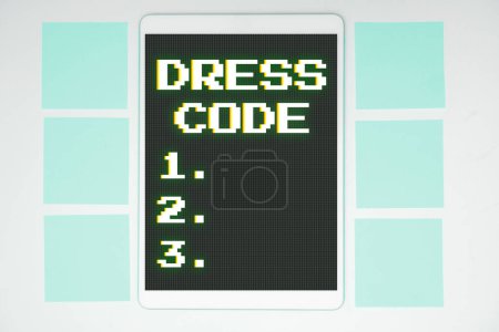 Photo for Text showing inspiration Dress Code, Business concept an accepted way of dressing for a particular occasion or group - Royalty Free Image