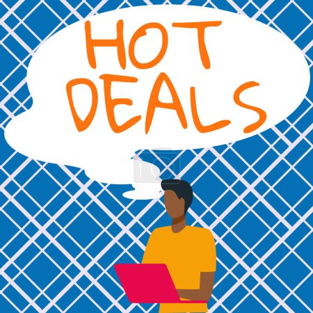 Foto de Leyenda conceptual Hot Deals, escaparate de negocios Un acuerdo a través del cual uno de los patios se ofrece y acepta - Imagen libre de derechos