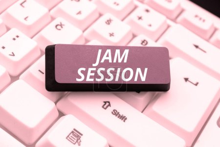 Photo for Text sign showing Jam Session, Internet Concept impromptu performance by a group of musicians - Royalty Free Image