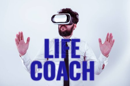 Foto de Texto presentando Life Coach, Enfoque de negocios Una persona que aconseja a los clientes cómo resolver sus problemas u objetivos - Imagen libre de derechos