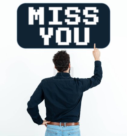 Photo for Text sign showing Miss You, Business idea Longing for an important person in your life for a period of time - Royalty Free Image