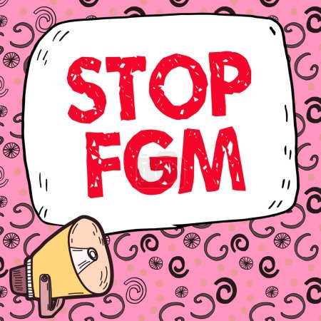 Téléchargez les photos : Écriture affichant le texte Stop Fgm, Word for Mettre fin à la coupe génitale féminine et à la circoncision féminine - en image libre de droit