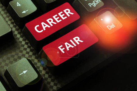 Photo for Sign displaying Career Fair, Business overview an event at which job seekers can meet possible employers - Royalty Free Image
