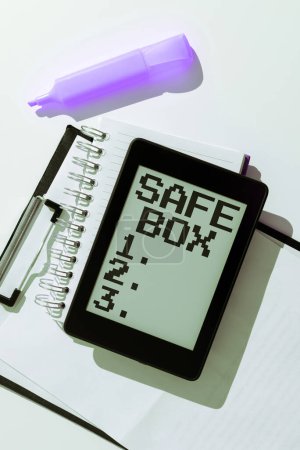 Photo for Inspiration showing sign Safe Box, Concept meaning A small structure where you can keep important or valuable things - Royalty Free Image