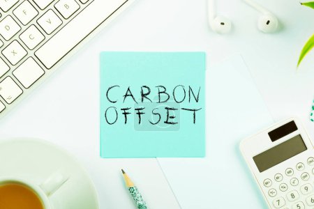 Photo for Inspiration showing sign Carbon Offset, Conceptual photo Reduction in emissions of carbon dioxide or other gases - Royalty Free Image