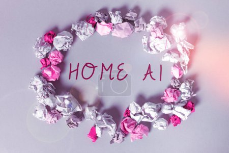 Photo for Sign displaying Home Ai, Concept meaning home solution that enables automating the bulk of electronic - Royalty Free Image
