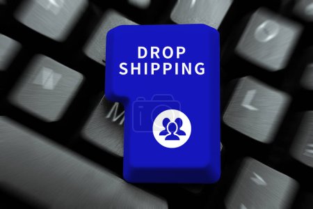 Foto de Texto que presenta Drop Shipping, enfoque empresarial para enviar mercancías de un fabricante directamente a un cliente en lugar de al minorista - Imagen libre de derechos