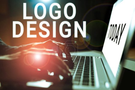 Konzeptionelle Darstellung Logo Design, Geschäftsübersicht eine grafische Darstellung oder ein Symbol des Firmennamens oder der Marke