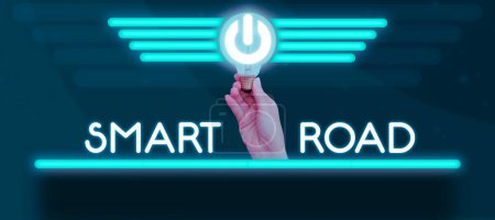 Foto de Texto que presenta Smart Road, Enfoque empresarial número de diferentes maneras en que las tecnologías se incorporan a las carreteras - Imagen libre de derechos