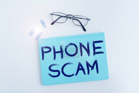 Photo for Conceptual caption Phone Scam, Word Written on getting unwanted calls to promote products or service Telesales - Royalty Free Image