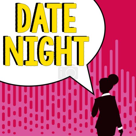 Foto de Inspiración mostrando signo Date Night, Internet Concept un momento en el que una pareja puede tomar tiempo para sí mismos fuera de las responsabilidades - Imagen libre de derechos