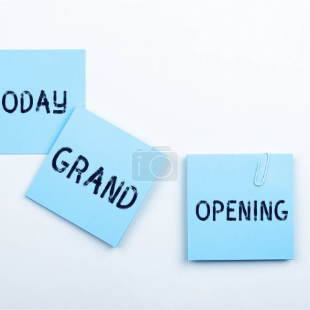 Photo for Handwriting text Grand Opening, Word for Ribbon Cutting New Business First Official Day Launching - Royalty Free Image