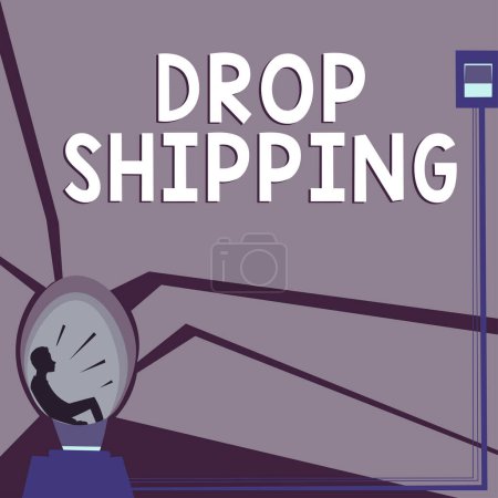 Foto de Conceptual caption Drop Shipping, Concepto de negocio para enviar mercancías de un fabricante directamente a un cliente en lugar de al minorista - Imagen libre de derechos