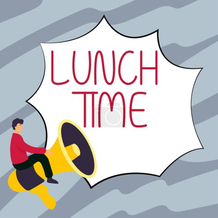 Konzeptionelle Anzeige Lunch Time, Internet Concept Meal in der Mitte des Tages nach dem Frühstück und vor dem Abendessen