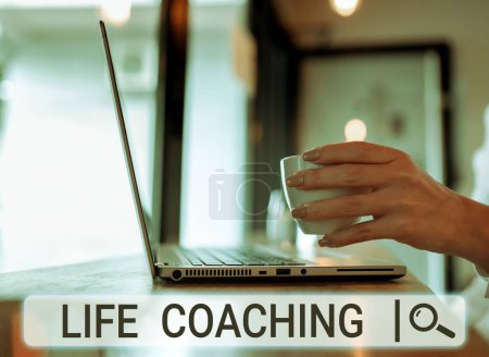 Photo for Writing displaying text Life Coaching, Concept meaning Improve Lives by Challenges Encourages us in our Careers - Royalty Free Image