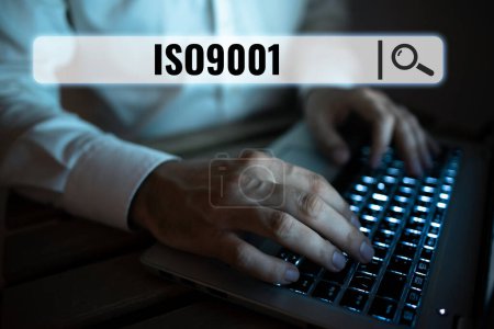 Photo for Handwriting text Iso9001, Business approach the appropriate international standard followed to ensure customers requirement - Royalty Free Image