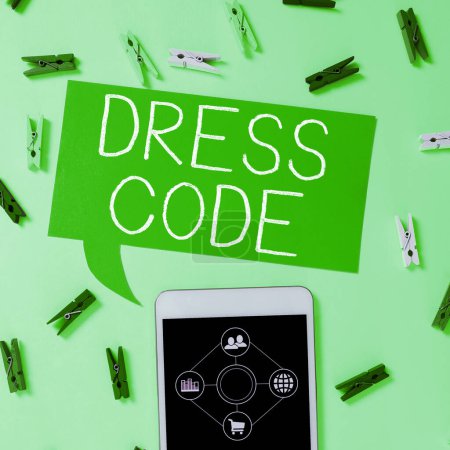 Photo for Text caption presenting Dress Code, Business approach an accepted way of dressing for a particular occasion or group - Royalty Free Image