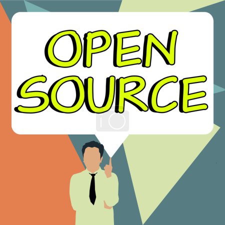 Téléchargez les photos : Texte inspirant Open Source, Concept d'entreprise désignant un logiciel dont le code source original est disponible gratuitement - en image libre de droit