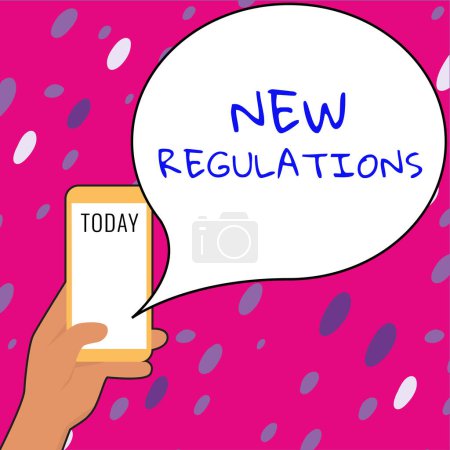 Foto de Texto que muestra inspiración Nuevos Reglamentos, Concepto que significa Regulación que controla la actividad generalmente utilizada por las reglas. - Imagen libre de derechos