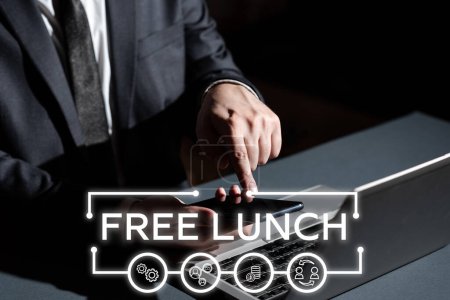 Photo for Handwriting text Free Lunch, Word for something you get free that you usually have to work or pay for - Royalty Free Image