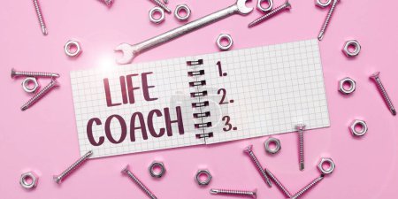 Leyenda conceptual Life Coach, Foto conceptual Una persona que aconseja a los clientes cómo resolver sus problemas u objetivos