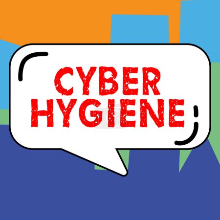 Téléchargez les photos : Écriture de texte Cyber Hygiene, Business concept steps that computer users take to improve their cyber security - en image libre de droit